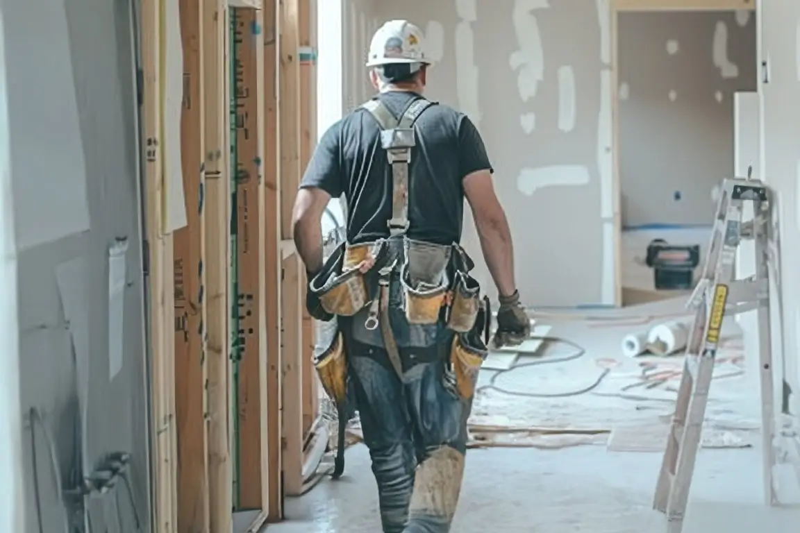 Drywall installation for partitions and interior finishing.