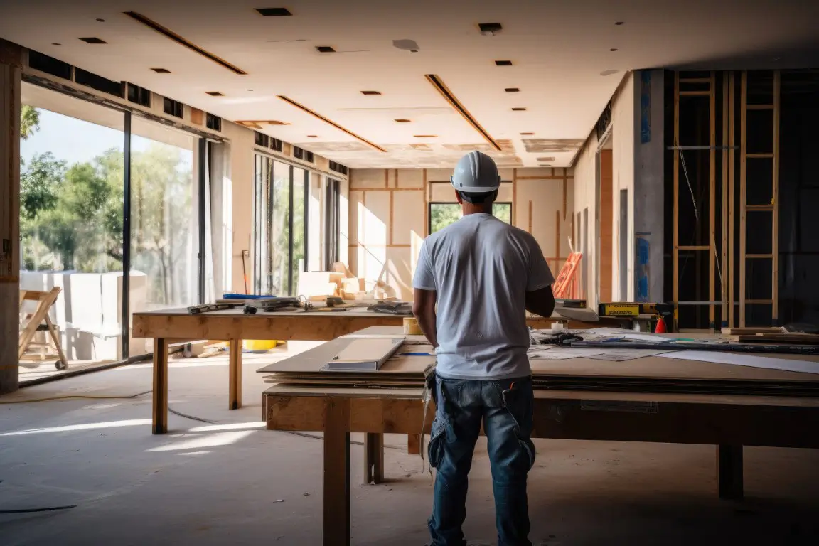 General contractor inside a modern building house.