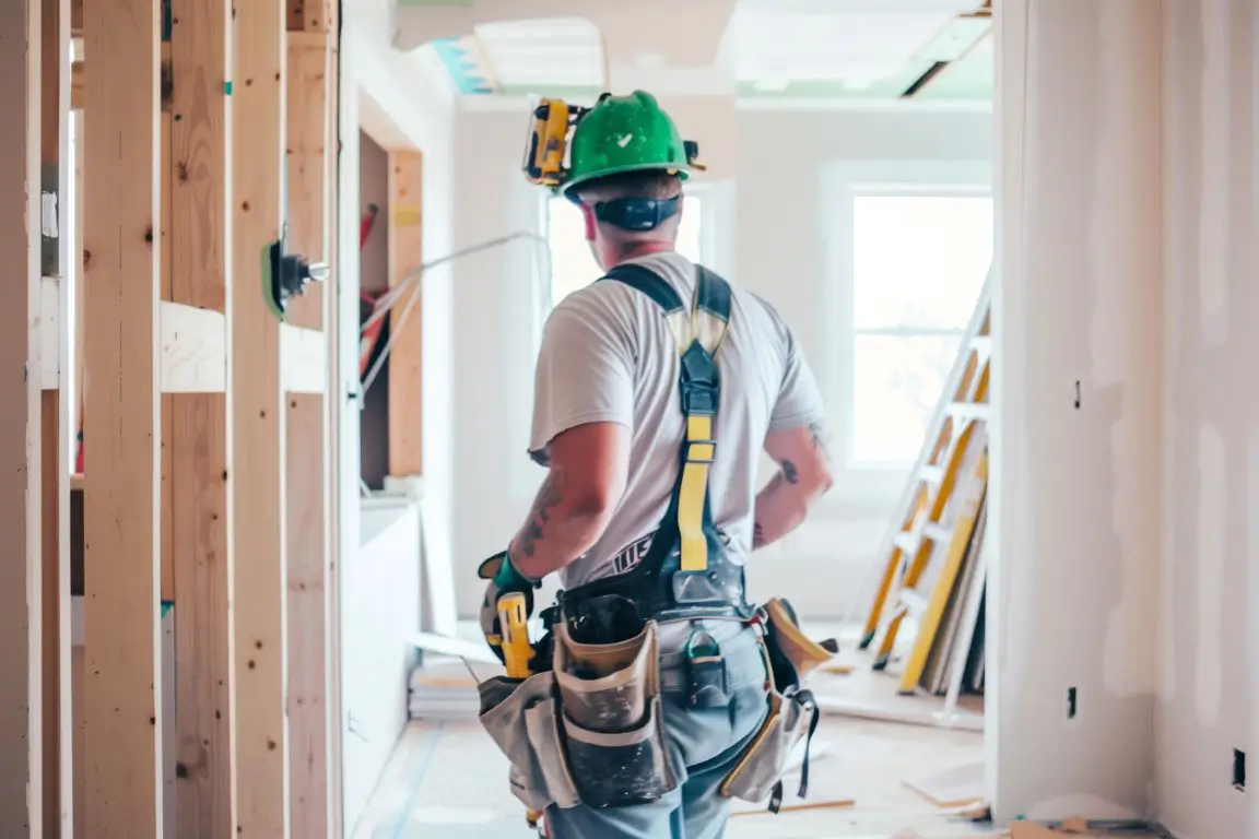 Skilled contractor performing interior renovation and refurbishment project in a residential home.